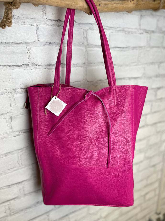Tasche Shopper Pink mit Innentasche  Leder  37x40cm