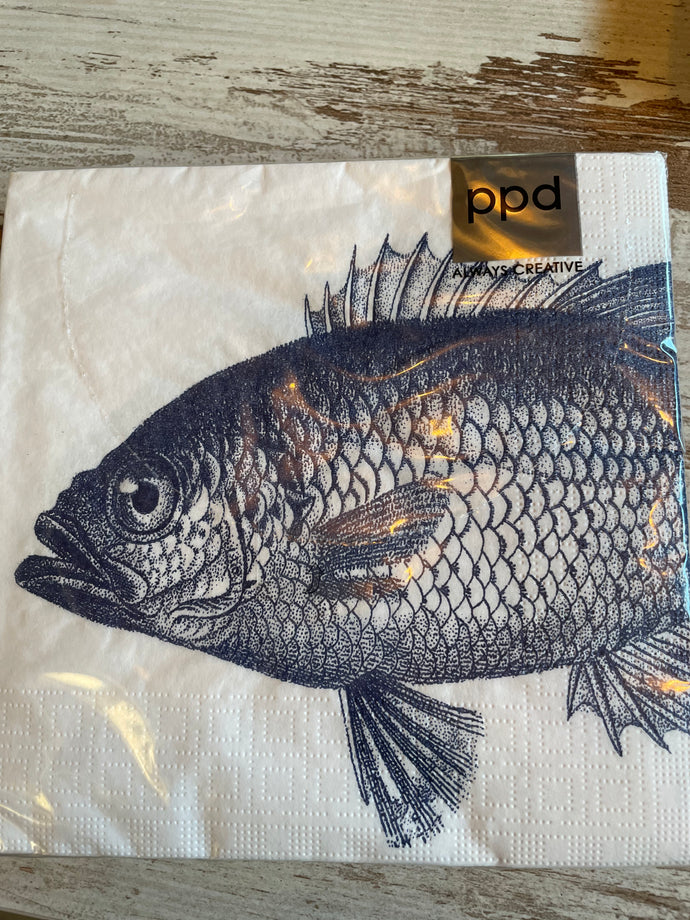 Servietten Fisch Blau   33x33cm