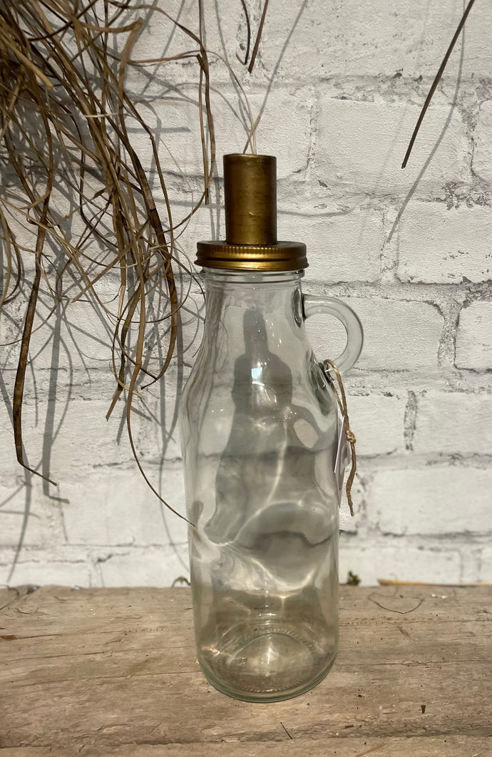 Glasflasche mit Kerzenaufsatz Kupferfarben 28cm